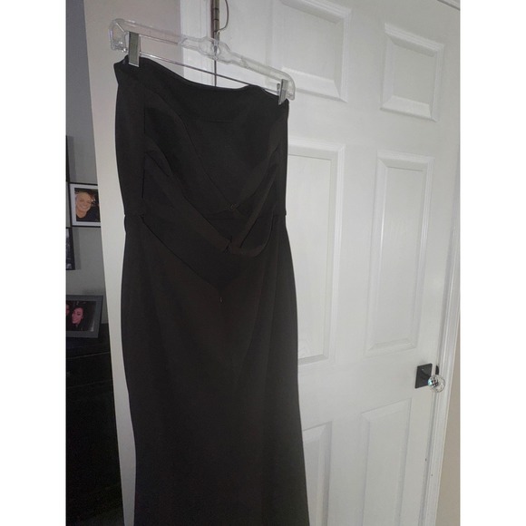La Femme Strapless Gown Formal Dress Slit Back Detail Black‎ Size 12 - Picture 12 of 16